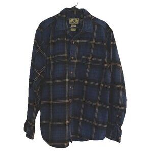 FIELD&STREAM Mens Blue Plaid Shirt Sz  XLTall Heavy 100% Cotton Flannel